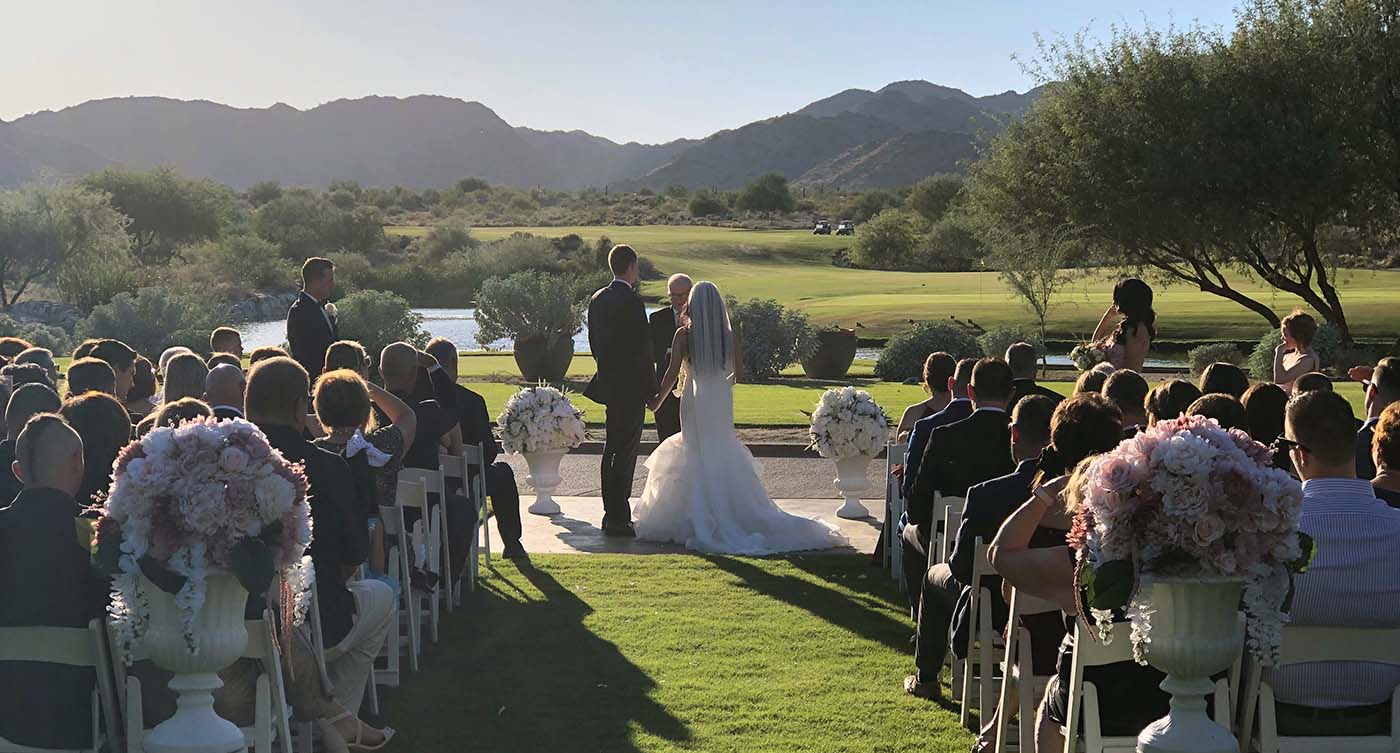 Outdoor wedding ceremony booked through Fanning Flames
